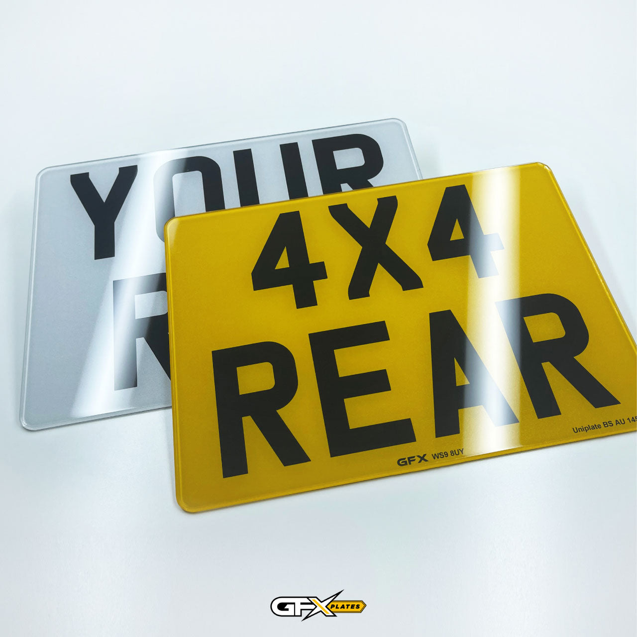 4x4 Square Printed Acrylic Number Plates GFX Plates