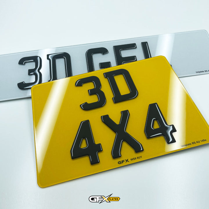 3D Gel 4x4 Square Number Plates