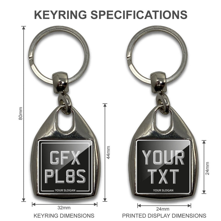 Personalised Square Classic Number Plate Keyring