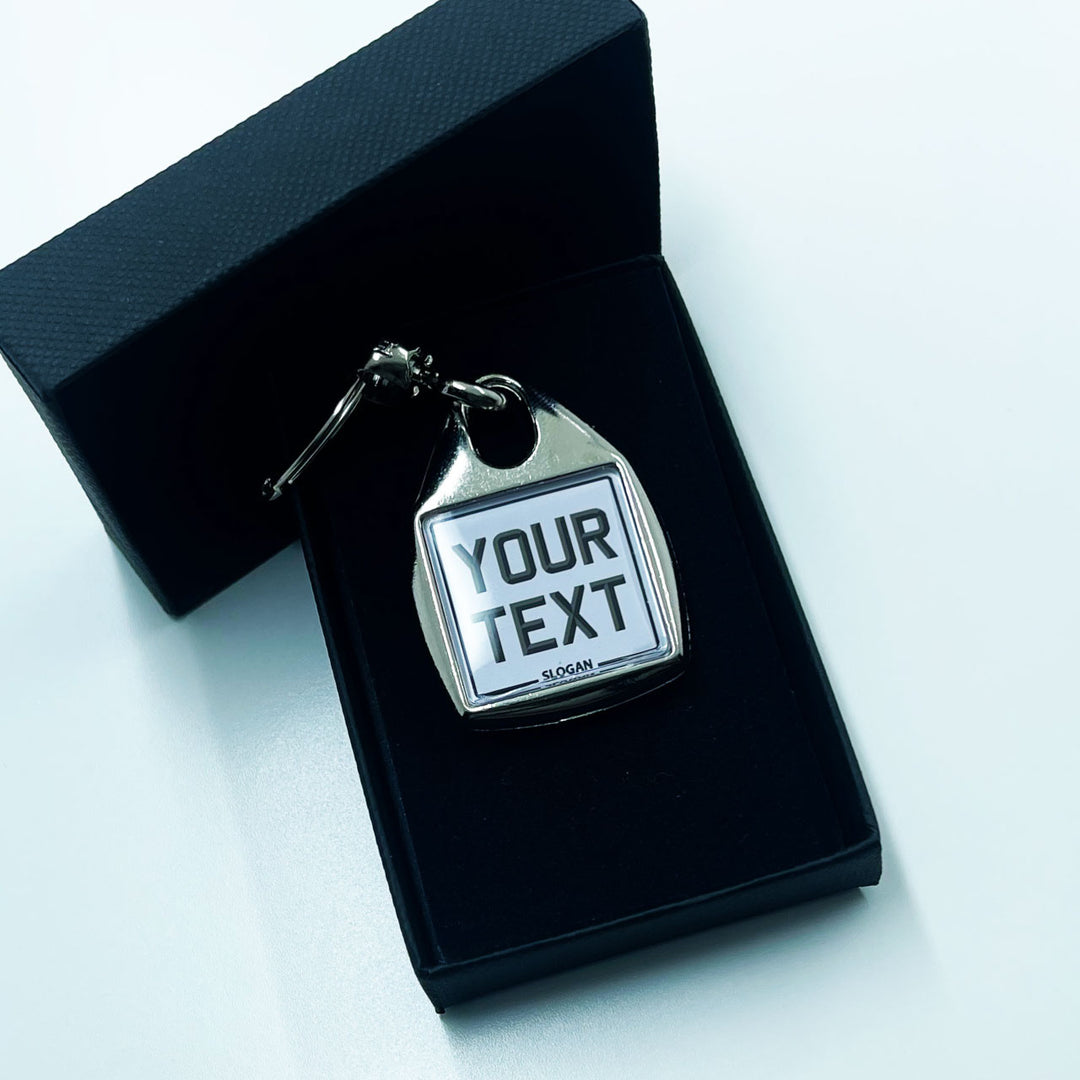 Personalised Square Number Plate Keyring - No Flag