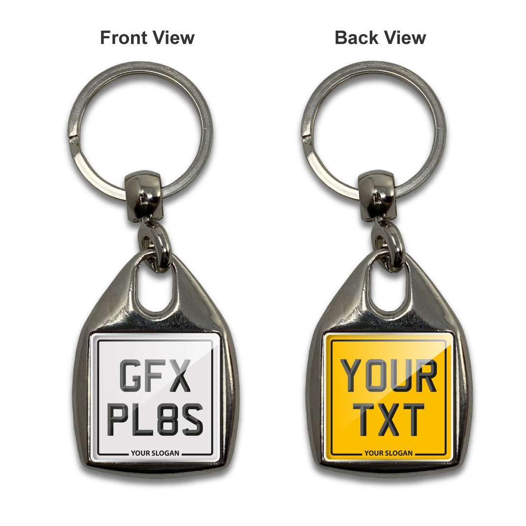 Personalised Square Number Plate Keyring - No Flag