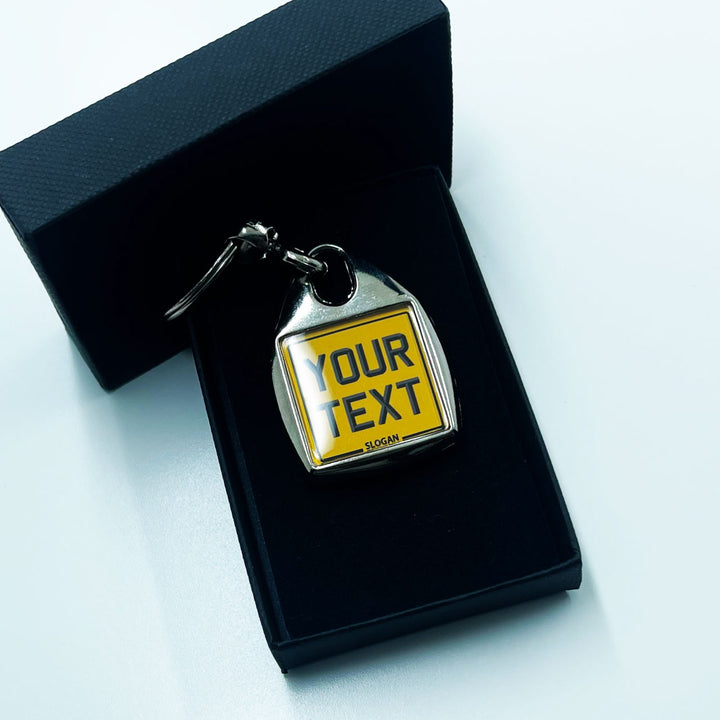 Personalised Square Number Plate Keyring - No Flag