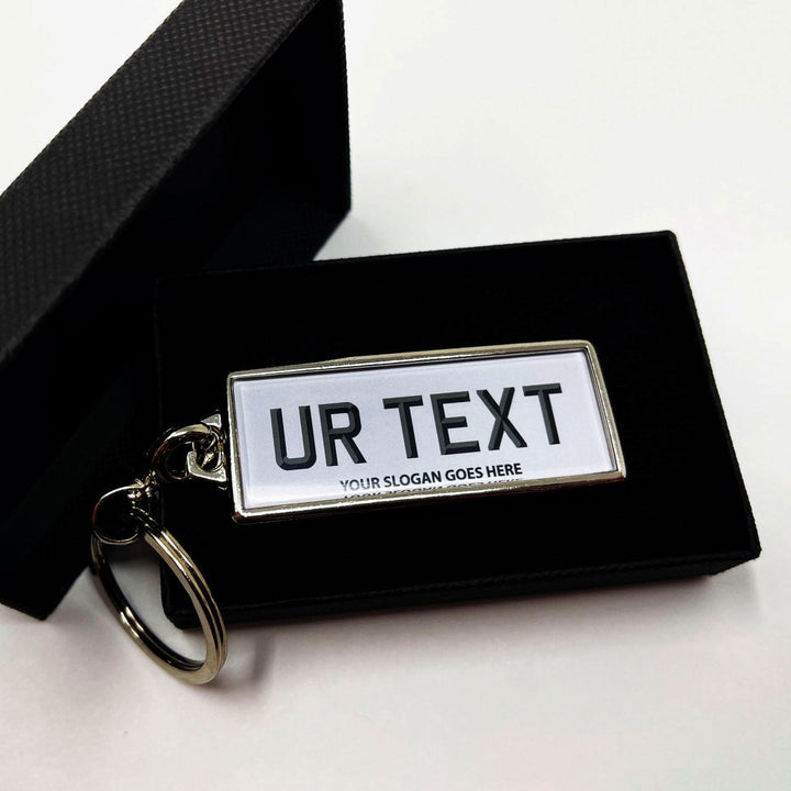 Personalised Number Plate Keyring - No Flag