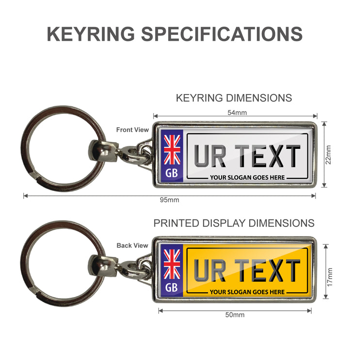 Personalised Number Plate Keyring - Large Flag