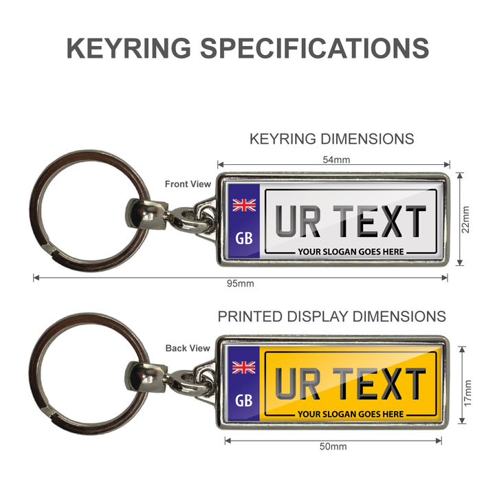 Personalised Number Plate Keyring - Small Flag