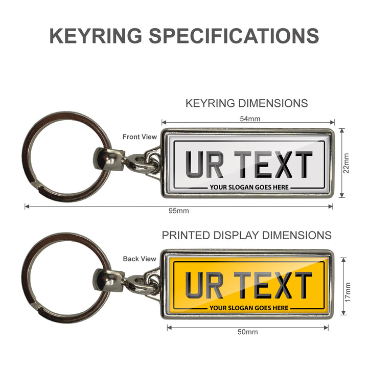 Personalised Number Plate Keyring - No Flag