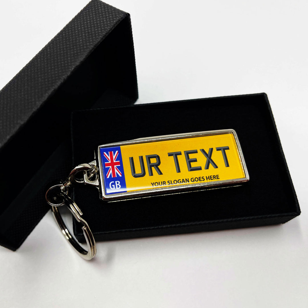 Personalised Number Plate Keyring - Large Flag