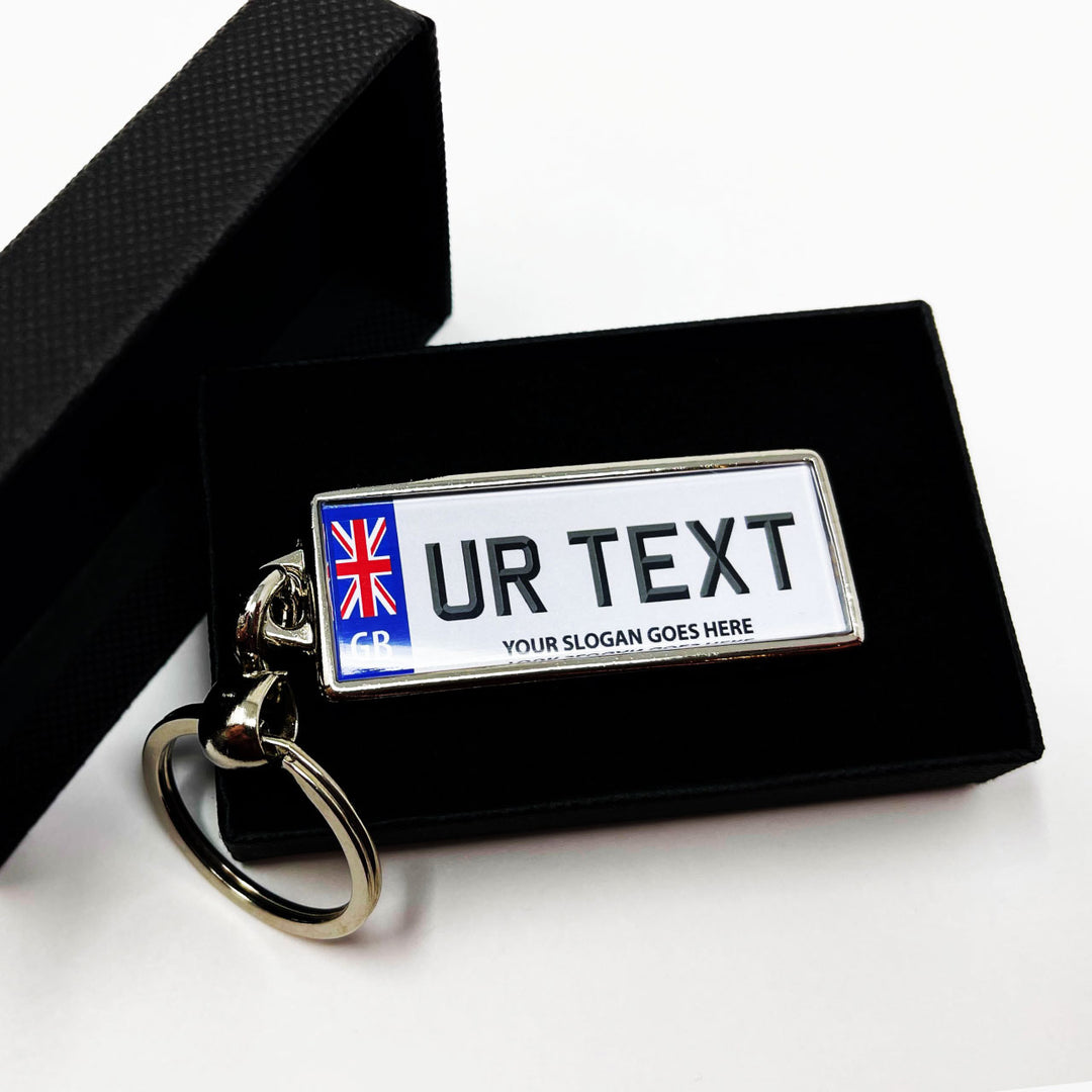 Personalised Number Plate Keyring - Large Flag