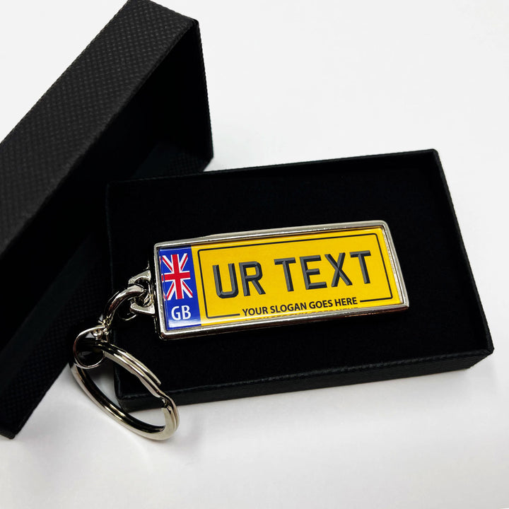 Personalised Number Plate Keyring - Large Flag