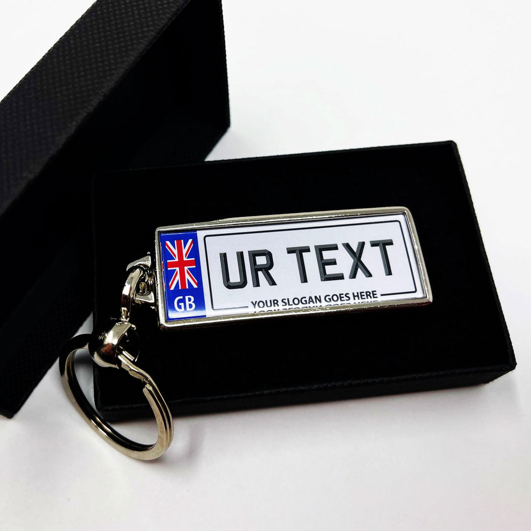 Personalised Number Plate Keyring - Large Flag