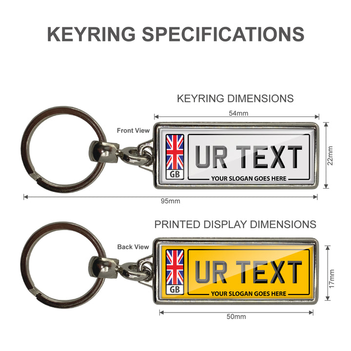 Personalised Number Plate Keyring - Rounded Flag