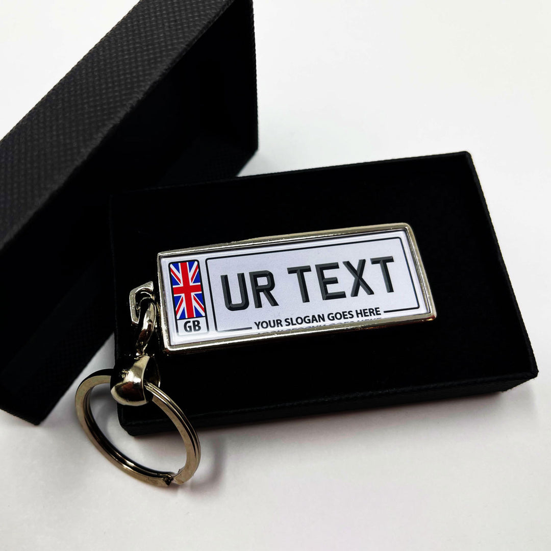 Personalised Number Plate Keyring - Rounded Flag