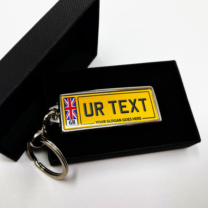 Personalised Number Plate Keyring - Rounded Flag