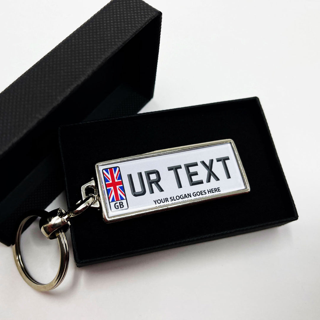 Personalised Number Plate Keyring - Rounded Flag