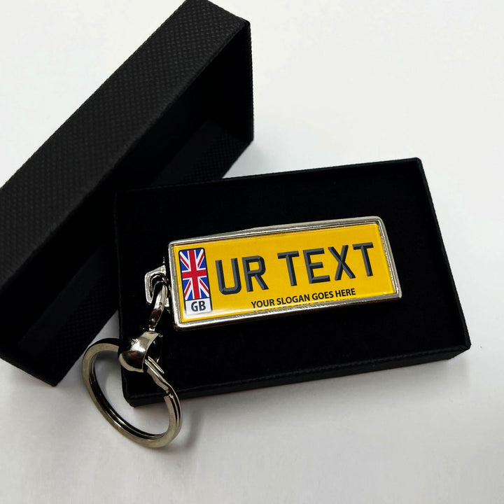 Personalised Number Plate Keyring - Rounded Flag