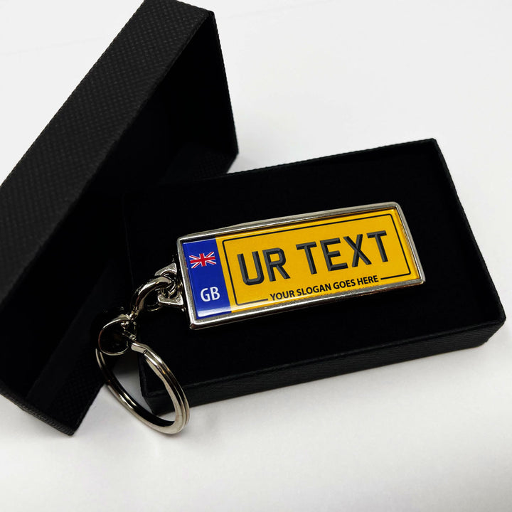 Personalised Number Plate Keyring - Small Flag