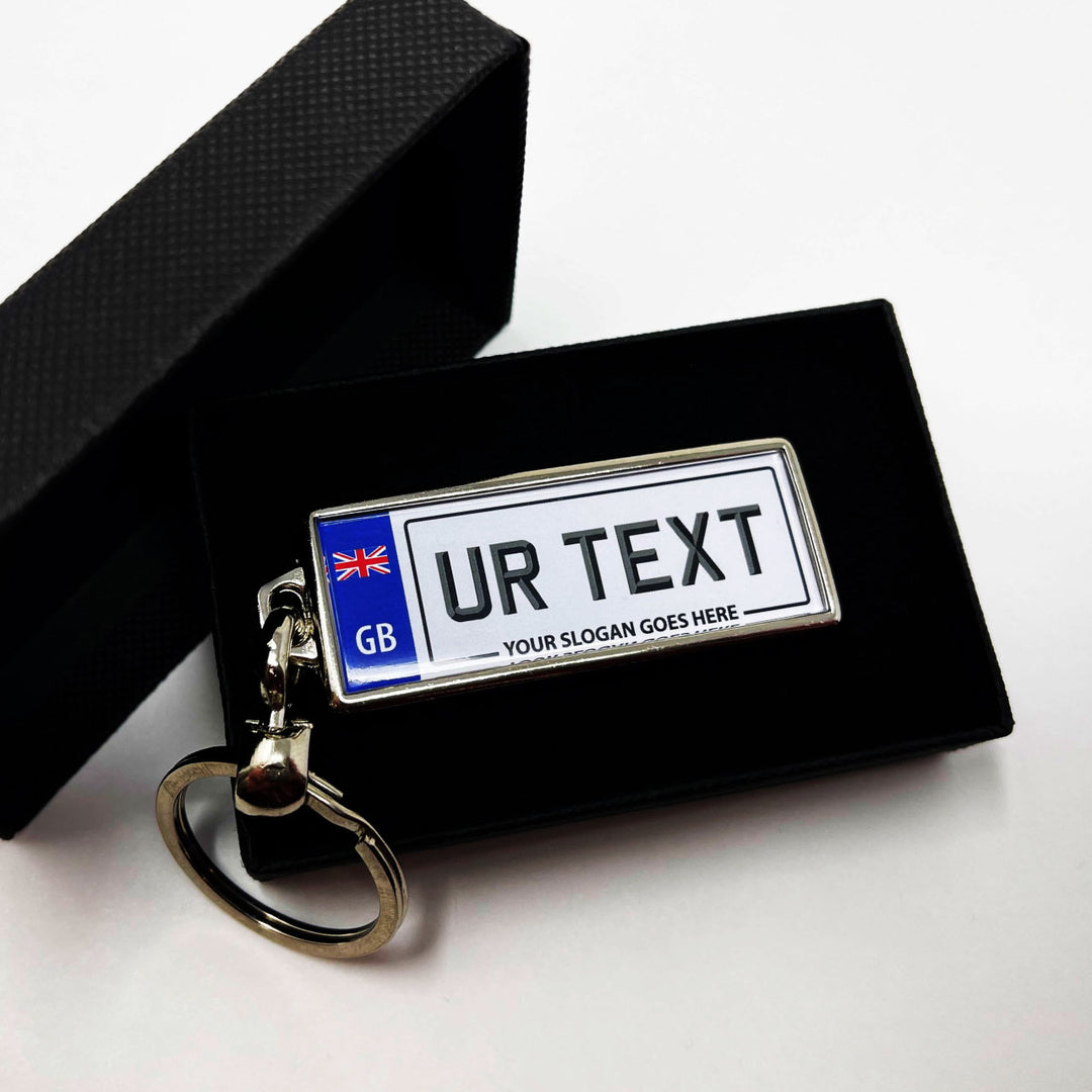 Personalised Number Plate Keyring - Small Flag