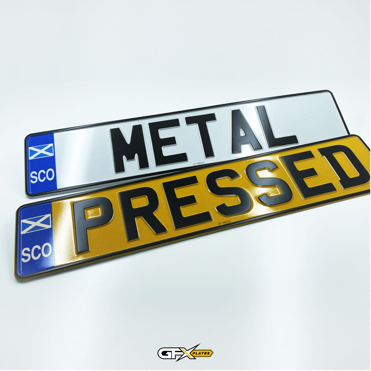 Pressed Metal Number Plates | Scottish Flag – GFX Plates