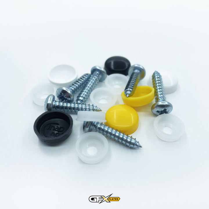 Number Plate Screws & Snap Caps Fixing Kit