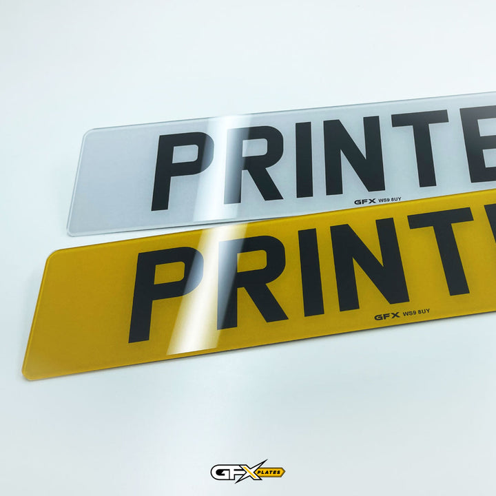 Printed Acrylic Number Plates - Standard UK Size