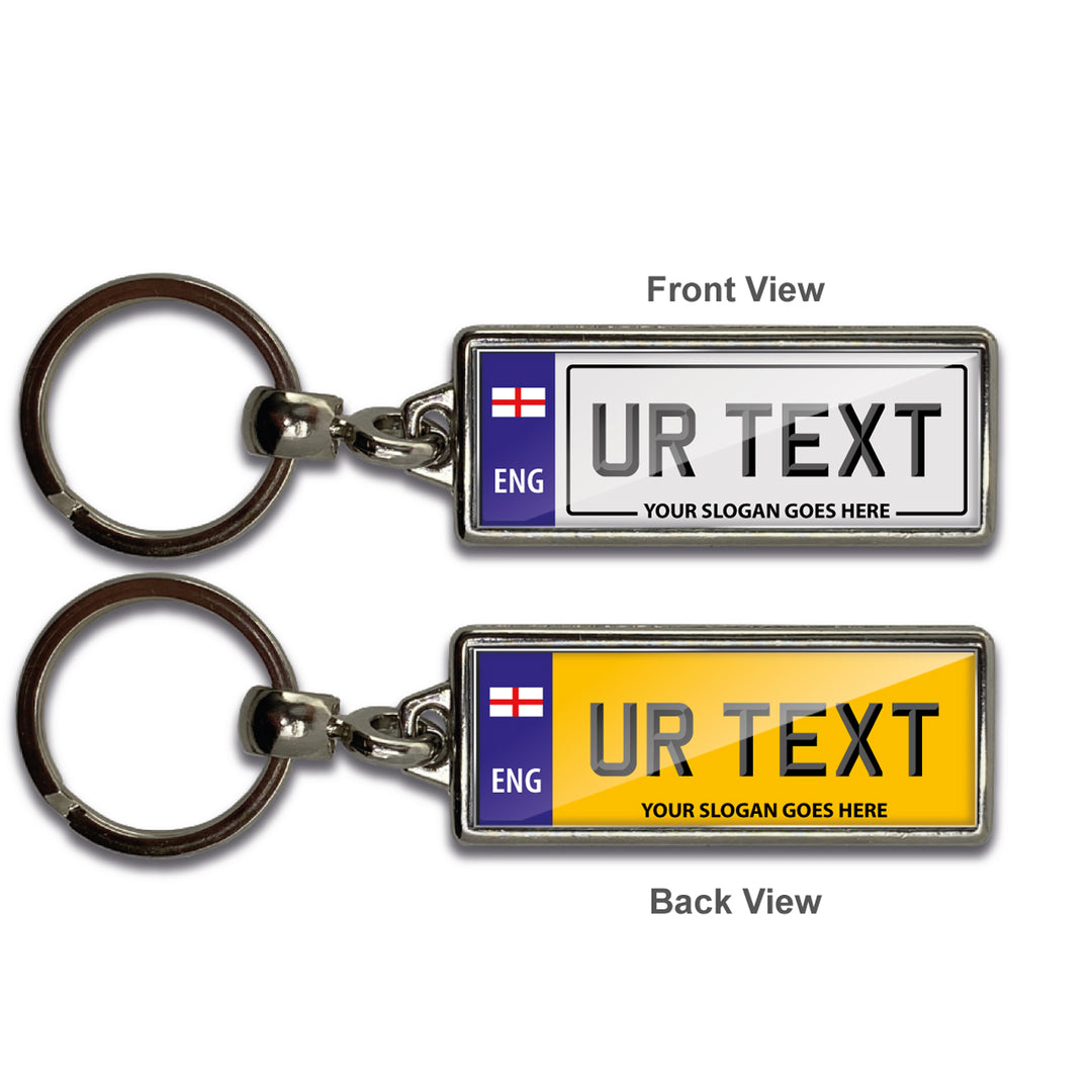 Personalised Number Plate Keyring - Small Flag