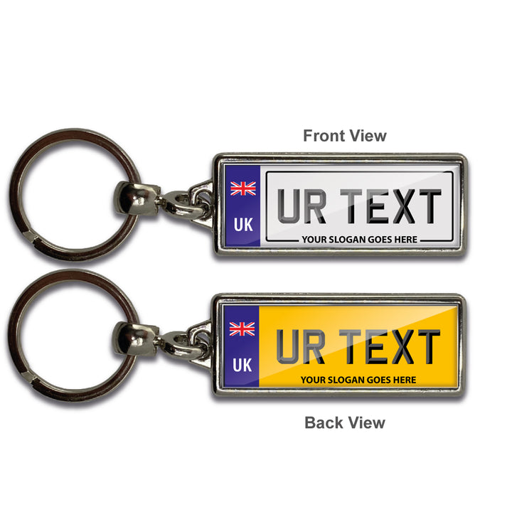 Personalised Number Plate Keyring - Small Flag